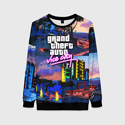 Свитшот женский GTA vice city коллаж, цвет: 3D-черный