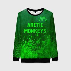 Свитшот женский Arctic Monkeys - green gradient посередине, цвет: 3D-черный