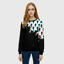 Свитшот женский Billie Eilish pattern glitch, цвет: 3D-черный — фото 2