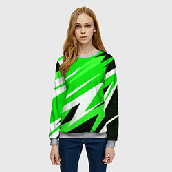 Свитшот женский Geometry stripes green, цвет: 3D-меланж — фото 2