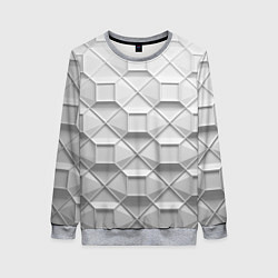 Свитшот женский Бело серая геометрия, цвет: 3D-меланж