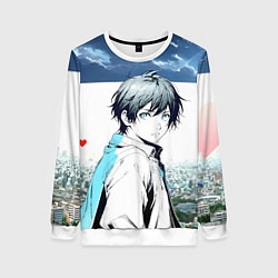 Свитшот женский Аниме город, цвет: 3D-белый