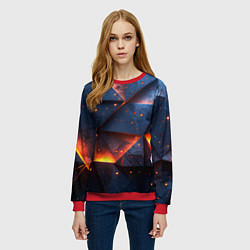 Свитшот женский Геометрический рендер с эффектом свечения, цвет: 3D-красный — фото 2