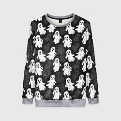 Свитшот женский Паттерн с призраками, цвет: 3D-меланж