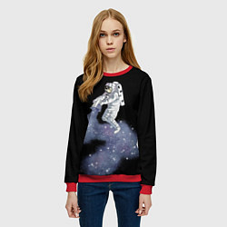 Свитшот женский Космонавт астронавт украшает футболку космосом, цвет: 3D-красный — фото 2