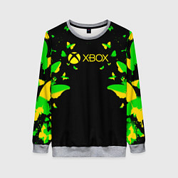 Свитшот женский Xbox бабочки, цвет: 3D-меланж