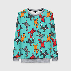 Свитшот женский Цветные котики паттерн, цвет: 3D-меланж