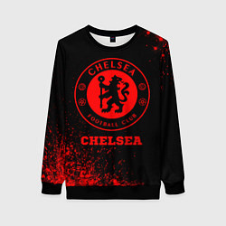 Свитшот женский Chelsea - red gradient, цвет: 3D-черный