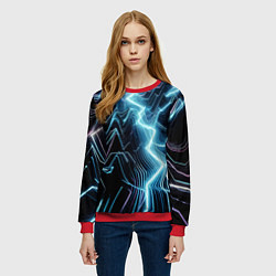 Свитшот женский Разряд молнии - неоновое свечение, цвет: 3D-красный — фото 2