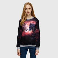 Свитшот женский Влюбленные волки разного раскраса, цвет: 3D-меланж — фото 2