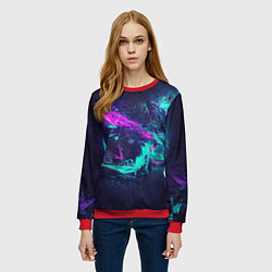 Свитшот женский Неоновые краски абстракция, цвет: 3D-красный — фото 2