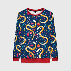 Свитшот женский Новогодний паттерн символ года 2025, цвет: 3D-красный