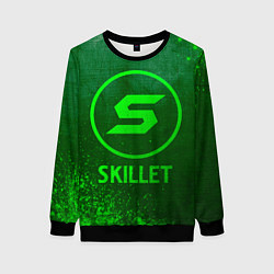 Свитшот женский Skillet - green gradient, цвет: 3D-черный