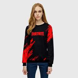 Свитшот женский Fortnite красные краски лого, цвет: 3D-черный — фото 2