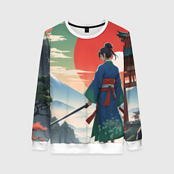 Женский свитшот Самурай на ярком красивом фоне