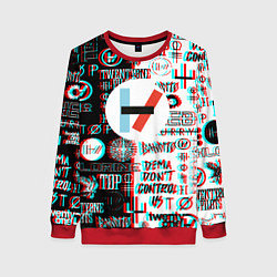 Свитшот женский Twenty one pilots glitch pattern, цвет: 3D-красный