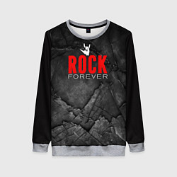 Свитшот женский Rock forever on black, цвет: 3D-меланж