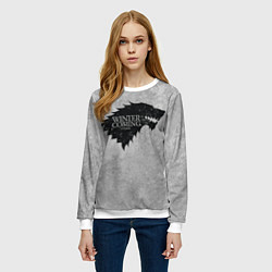 Свитшот женский Старк зима близко игра престолов, цвет: 3D-белый — фото 2
