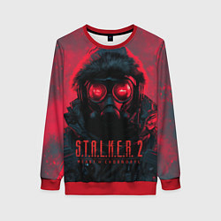 Свитшот женский Stalker 2 в противогазе, цвет: 3D-красный