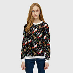 Свитшот женский Рик и Морти сани с оленем - Christmas, цвет: 3D-белый — фото 2