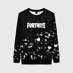 Свитшот женский Fortnite pattern black, цвет: 3D-черный