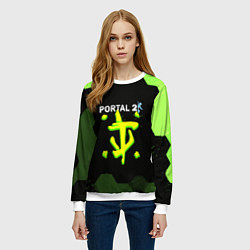 Свитшот женский Doom x portal 2 зелёные соты, цвет: 3D-белый — фото 2