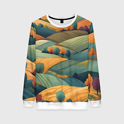 Свитшот женский Луга поля, цвет: 3D-белый