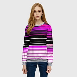 Свитшот женский Разноцветные вертикальные линии, цвет: 3D-меланж — фото 2