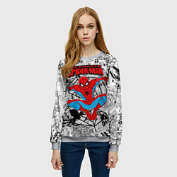 Свитшот женский Человек паук комиксы, цвет: 3D-меланж — фото 2