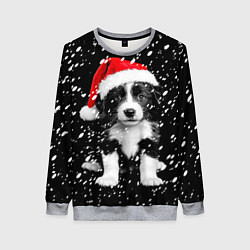 Свитшот женский Новогодний милый щенок, цвет: 3D-меланж