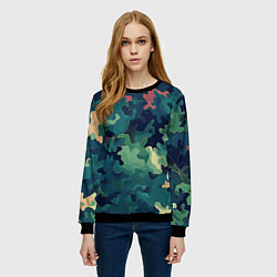 Свитшот женский Армейский камуфляж зеленый, цвет: 3D-черный — фото 2