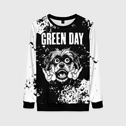 Свитшот женский Green Day рок пес, цвет: 3D-черный