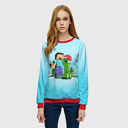 Свитшот женский Minecraft - New Year, цвет: 3D-красный — фото 2