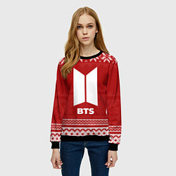Свитшот женский Новогодний BTS, цвет: 3D-черный — фото 2