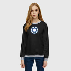 Свитшот женский Железный Человек - Дуговой реактор, цвет: 3D-меланж — фото 2