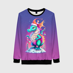 Свитшот женский Новогодний дракончик - нейроарт, цвет: 3D-черный