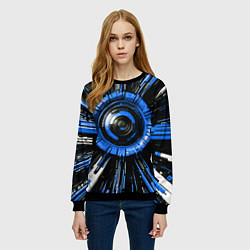 Свитшот женский Чёрно-синяя сфера киберпанк, цвет: 3D-черный — фото 2