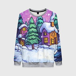 Женский свитшот Новогодний мультяшный двор