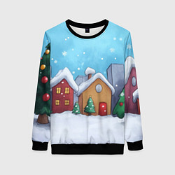 Женский свитшот Домики новогодние
