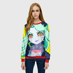 Свитшот женский Ребекка - киберпанк, цвет: 3D-красный — фото 2