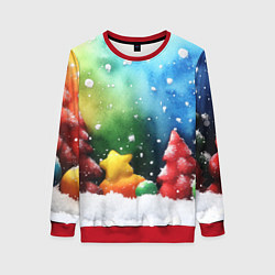 Женский свитшот Акварельные новогодние елки