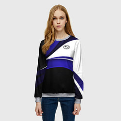 Свитшот женский Субару - белая волна, цвет: 3D-меланж — фото 2