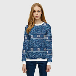Свитшот женский Милитари снежинки, цвет: 3D-белый — фото 2
