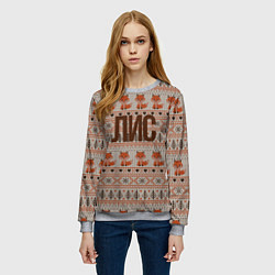 Свитшот женский Лисы среди деревьев, цвет: 3D-меланж — фото 2