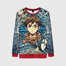 Свитшот женский Аниме на пэчворк, цвет: 3D-красный