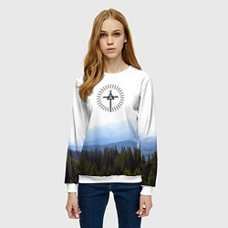 Свитшот женский 30 Seconds to Mars - лес и горы, цвет: 3D-белый — фото 2