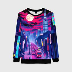 Женский свитшот Яркий японский мегаполис