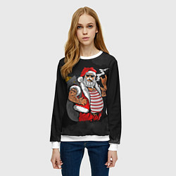 Свитшот женский Дед мороз панк, цвет: 3D-белый — фото 2