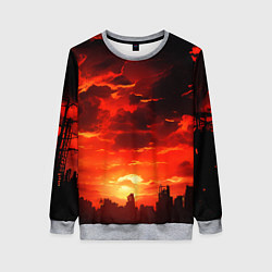 Свитшот женский Багровый апокалиптический закат, цвет: 3D-меланж