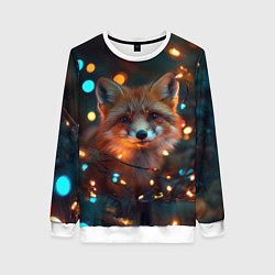 Свитшот женский Новогодняя рыжая лисица, цвет: 3D-белый